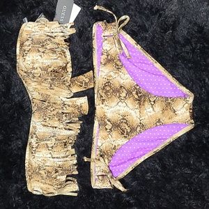 Guess L.A. snake print 2 piece bandeau bikini. Size large
